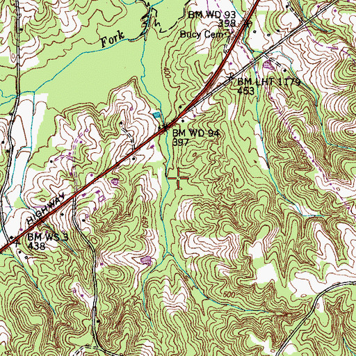 Topographic Map of Cooper Cemetery, TN
