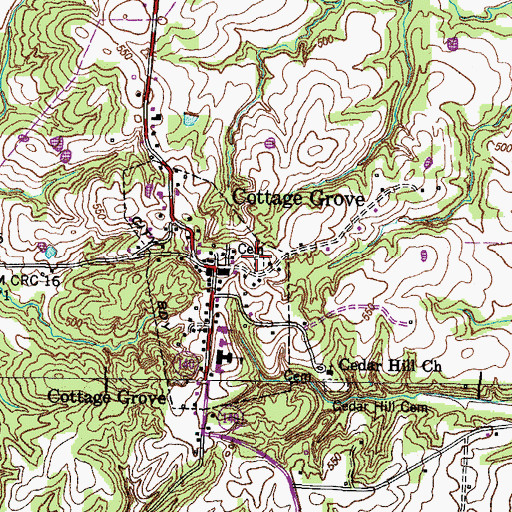 Topographic Map of Cottage Grove Cemetery, TN