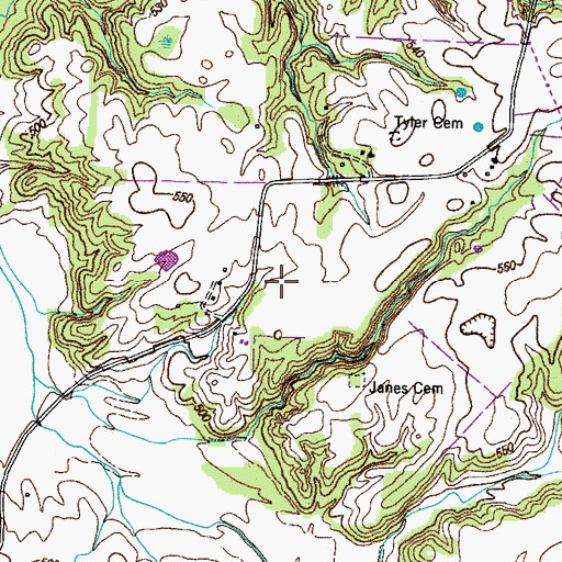 Topographic Map of Howard Cemetery, TN