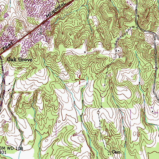 Topographic Map of Huddleston Cemetery, TN