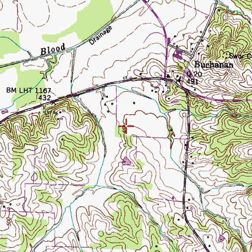 Topographic Map of Jackson Cemetery, TN