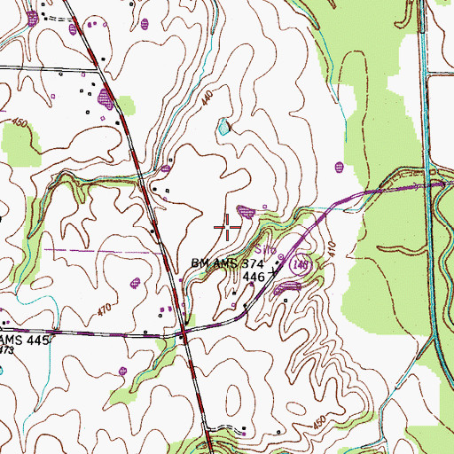 Topographic Map of James Cemetery, TN