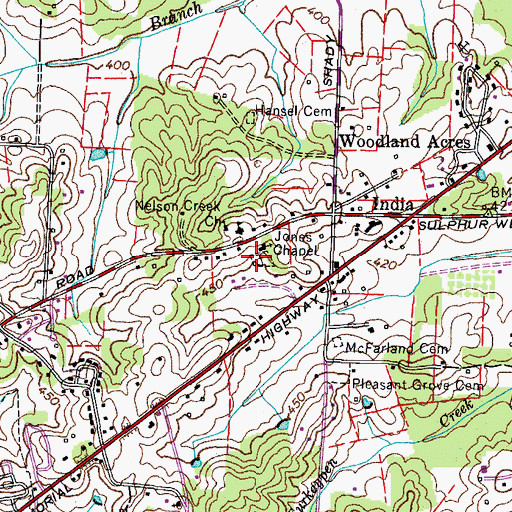 Topographic Map of Jones Chapel Cemetery, TN