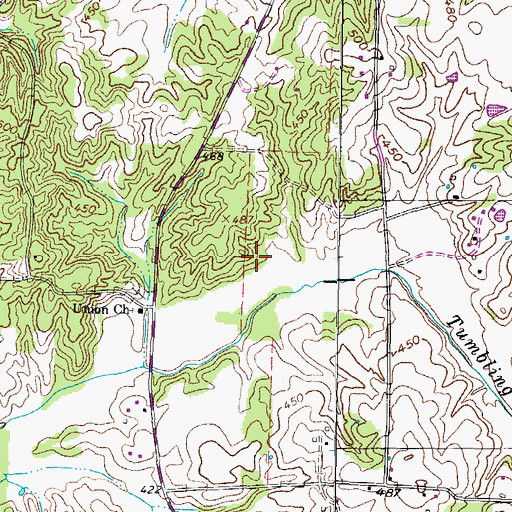 Topographic Map of Lawrence Cemetery, TN