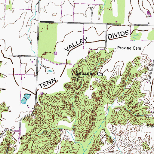 Topographic Map of Lebanon Cemetery, TN