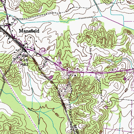 Topographic Map of Mansfield Cemetery, TN