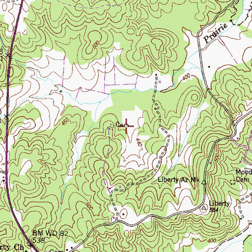Topographic Map of Moody Cemetery, TN