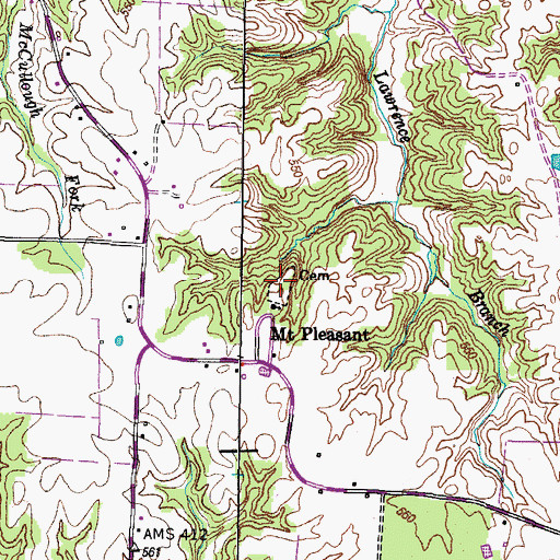 Topographic Map of Mount Pleasant Cemetery, TN