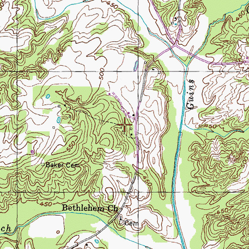 Topographic Map of Neal Cemetery, TN