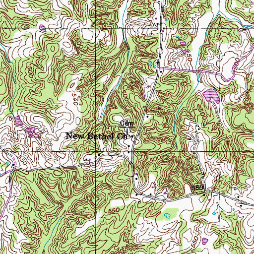 Topographic Map of New Bethel Cemetery, TN