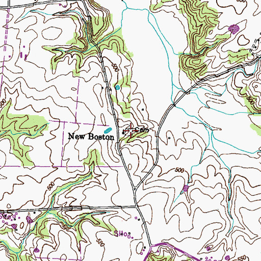 Topographic Map of New Boston Cemetery, TN