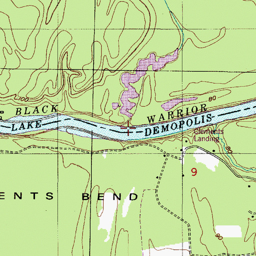 Topographic Map of Lassiters Shoals, AL