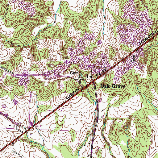 Topographic Map of Oak Grove Cemetery, TN