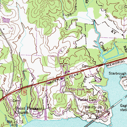Topographic Map of Oak Hill Cemetery, TN
