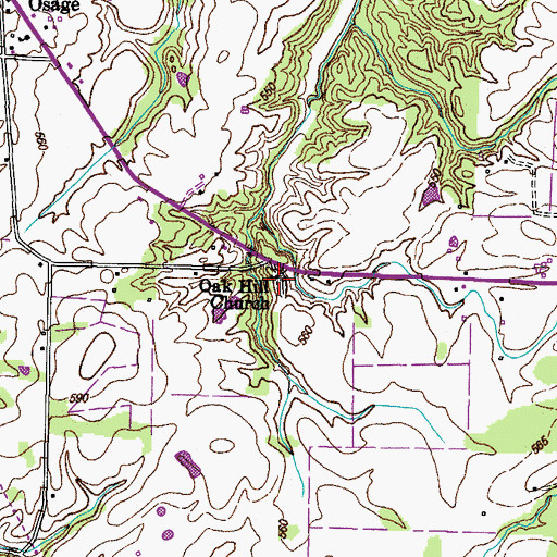 Topographic Map of Oak Hill Cemetery, TN