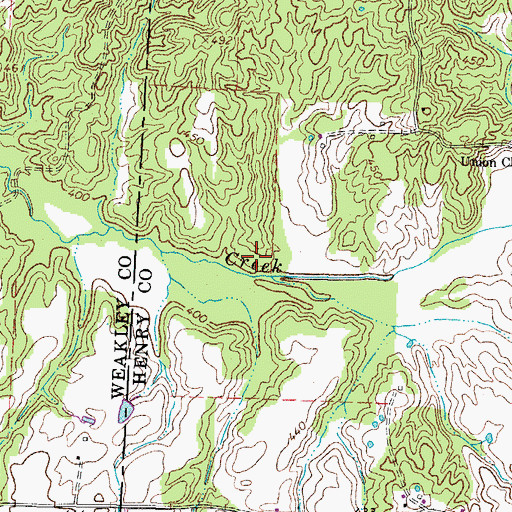 Topographic Map of Old El Bethel Cemetery, TN