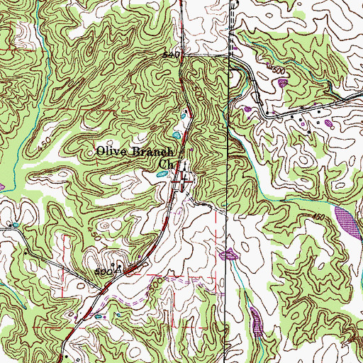 Topographic Map of Olive Branch Cemetery, TN