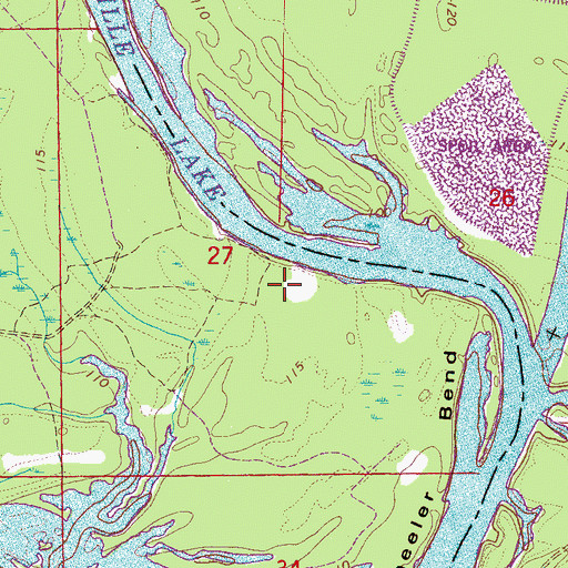 Topographic Map of Littles Bar, AL