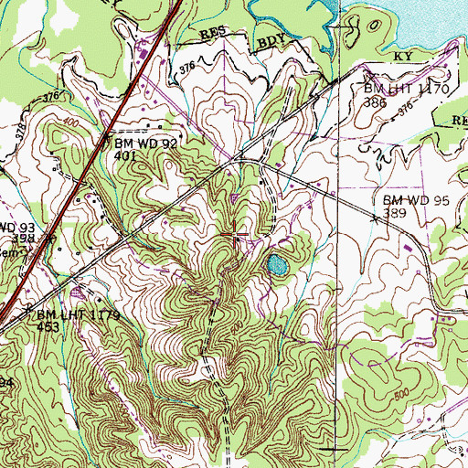 Topographic Map of Owens Cemetery, TN