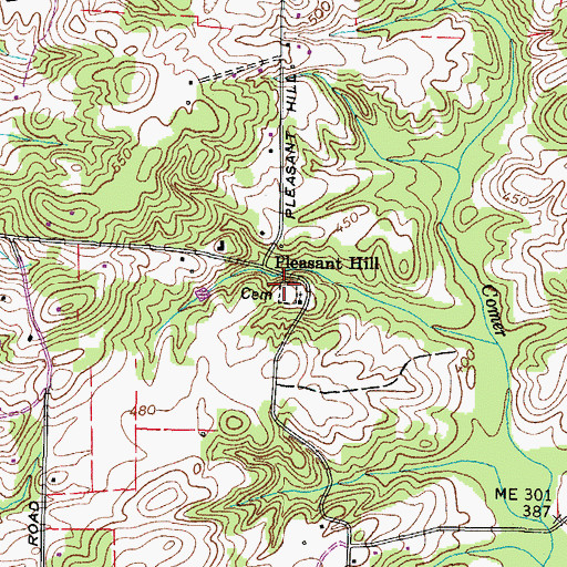 Topographic Map of Pleasant Hill Cemetery, TN