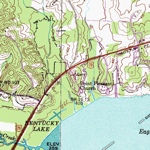 Topographic Map of Point Pleasant Cemetery, TN