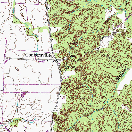 Topographic Map of Potts Cemetery, TN