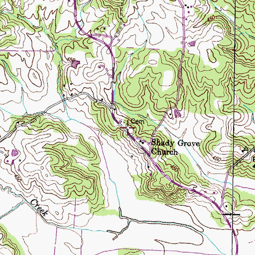 Topographic Map of Shady Grove Cemetery, TN