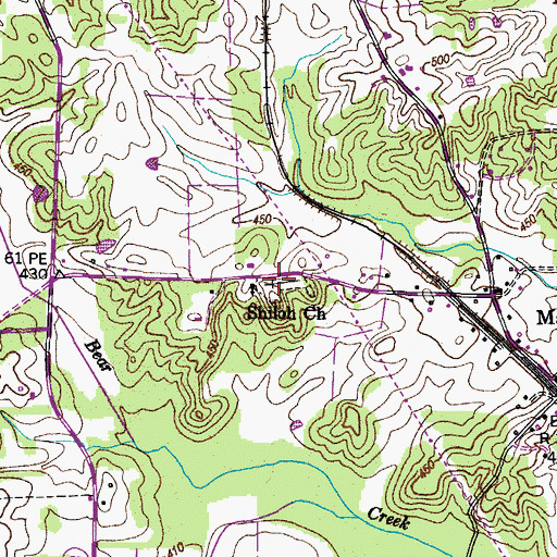 Topographic Map of Shiloh Cemetery, TN