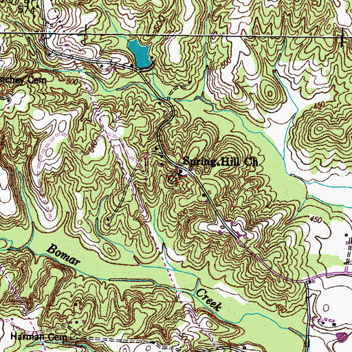 Topographic Map of Spring Hill Cemetery, TN