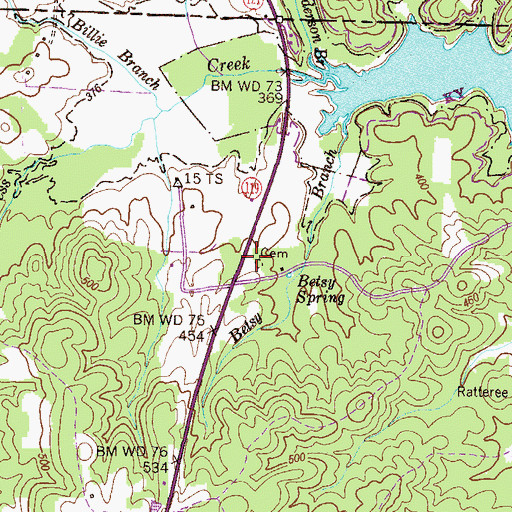 Topographic Map of Street Cemetery, TN