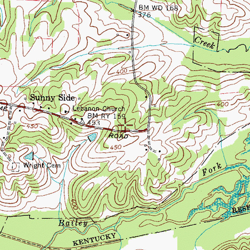 Topographic Map of Sunny Side Cemetery, TN