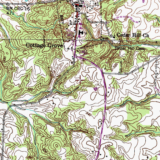 Topographic Map of Taylor Cemetery, TN