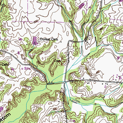 Topographic Map of Tharp Cemetery, TN