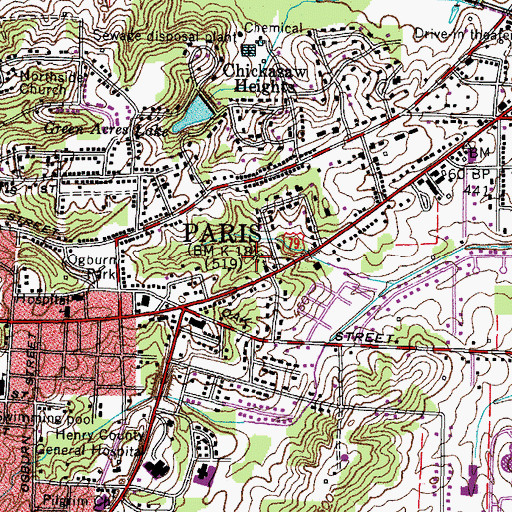 Topographic Map of Tharpe Cemetery, TN