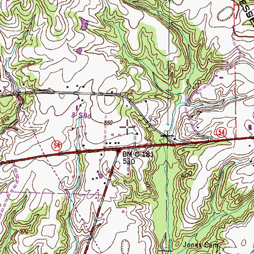 Topographic Map of Travis Cemetery, TN