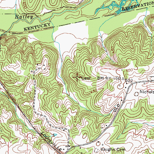 Topographic Map of Travis Cemetery, TN