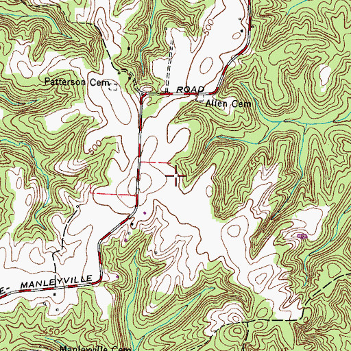 Topographic Map of Travis Cemetery, TN