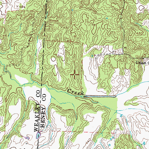Topographic Map of Tyson Cemetery, TN