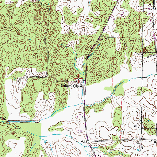 Topographic Map of Union Cemetery, TN