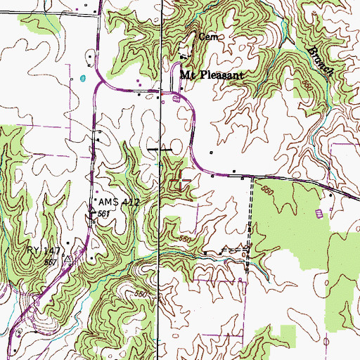 Topographic Map of Valentine Cemetery, TN