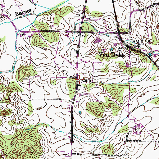Topographic Map of Vandyke Cemetery, TN