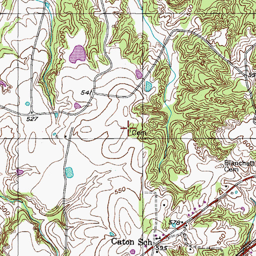 Topographic Map of Wallace Cemetery, TN