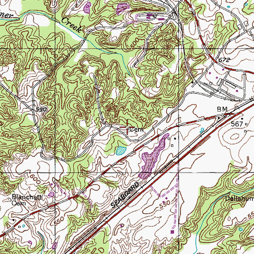 Topographic Map of Wiseman Cemetery, TN