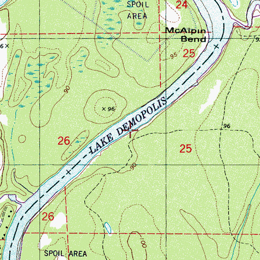 Topographic Map of Log Landing (historical), AL