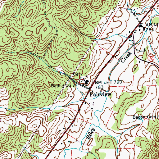 Topographic Map of Bethel Cemetery, TN