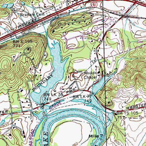 Topographic Map of Crowe Cemetery, TN