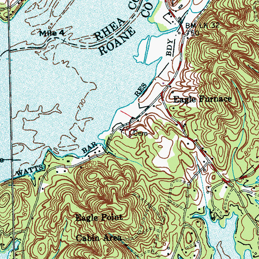 Topographic Map of Eagle Furnace Cemetery, TN