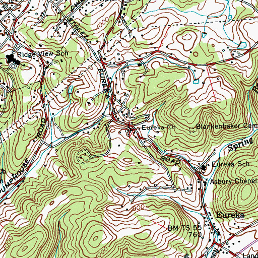 Topographic Map of Eureka Cemetery, TN