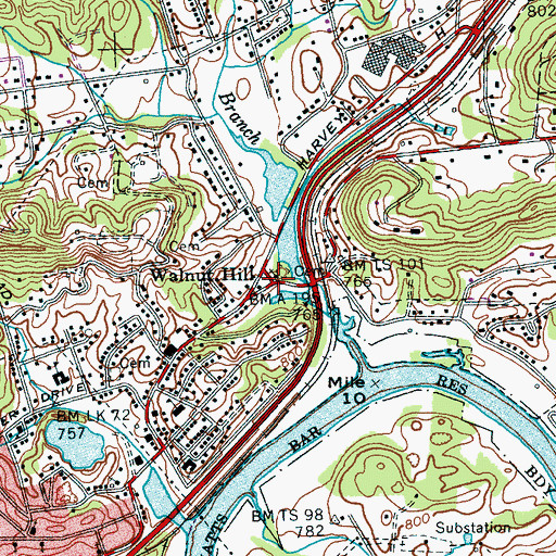 Topographic Map of Harriman Baptist Tabernacle, TN