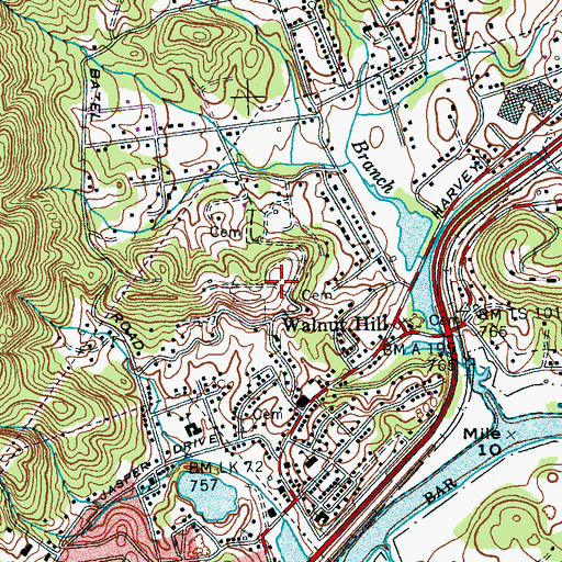Topographic Map of Harriman Cemetery, TN